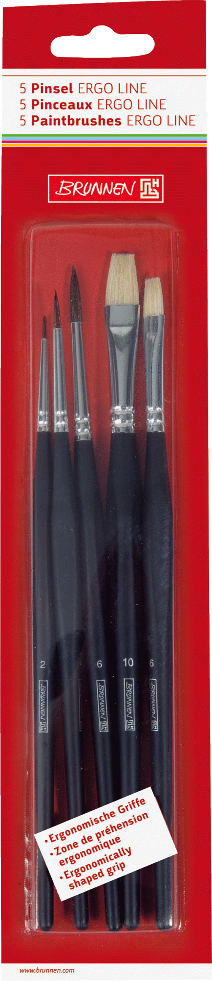 Sada štětců černé 5ks - ergonomický úchyt