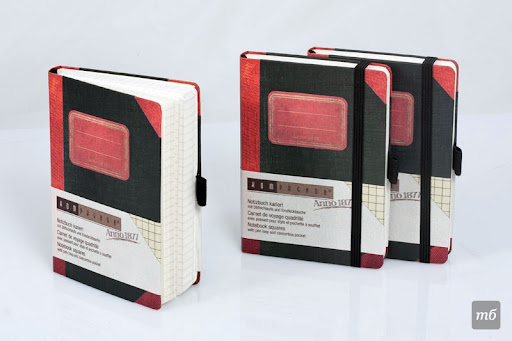 Blok A6 Kompagnon retro Anno, čtverečkovaný, černo/červený