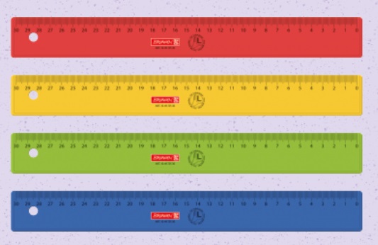 Pravítko 30 cm pro leváky, různé barvy
