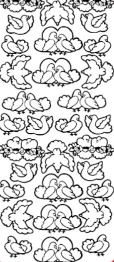 Kontury 10x23 - hrdličky, holoubci stříbrné