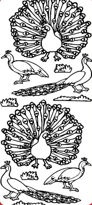 5ks Kontury 10x23 - pávi, zlaté