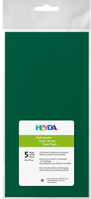 Hedvábný papír 50x70 tmavě zelený, 5 listů