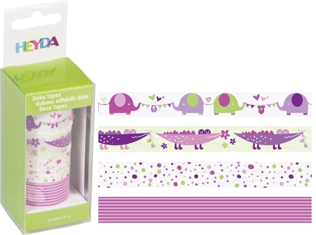 Páska lepicí papírová 4ks - slon růžový