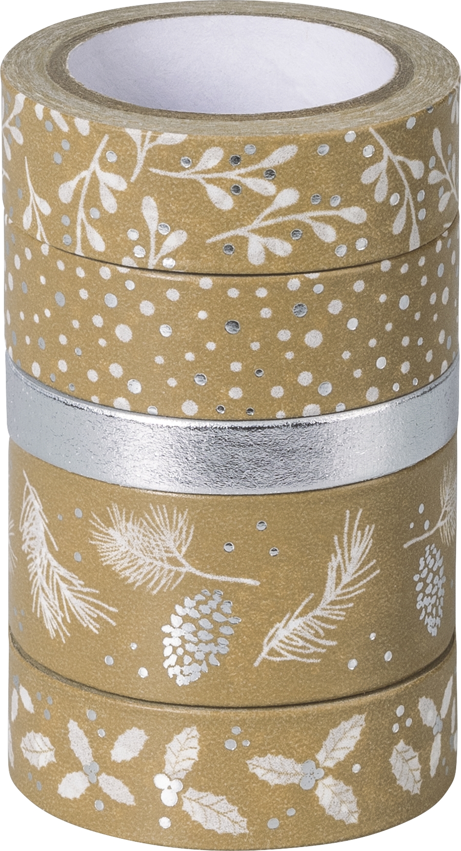 Páska lepicí papírová 5ks - natur stříbrná