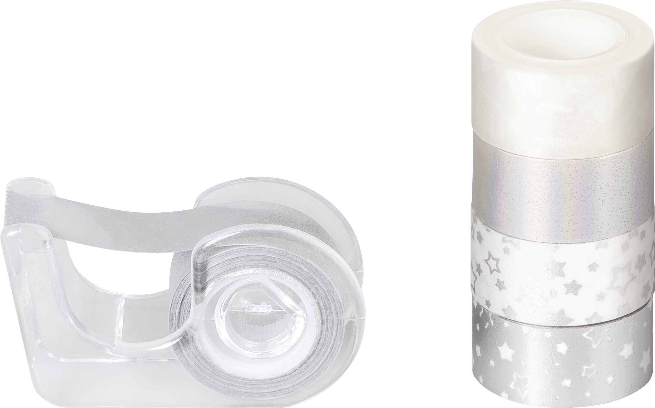 Páska papírová mini lepicí 5ks - hvězdy stříbrná