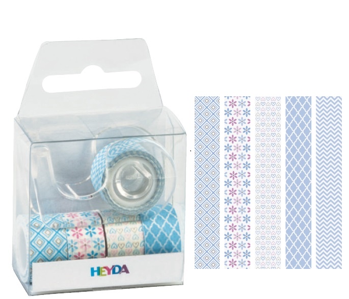 Páska papírová mini lepicí 5ks - modrá