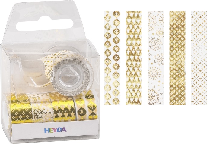 Páska papírová mini lepicí 5ks - lesk zlatá