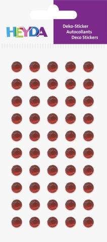 Samolepky kamínky kulaté rudé 50ks