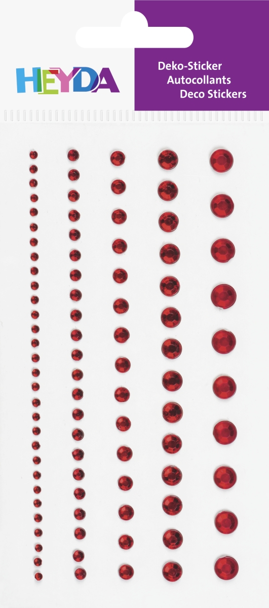 Dekorační kamínek samolepicí 95ks - červený