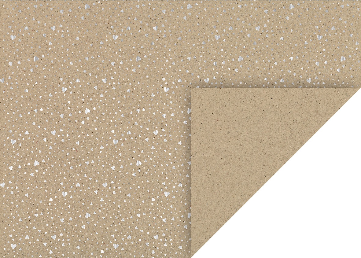 10 ks natur kartonů 50x70 220g, stříbrná srdce