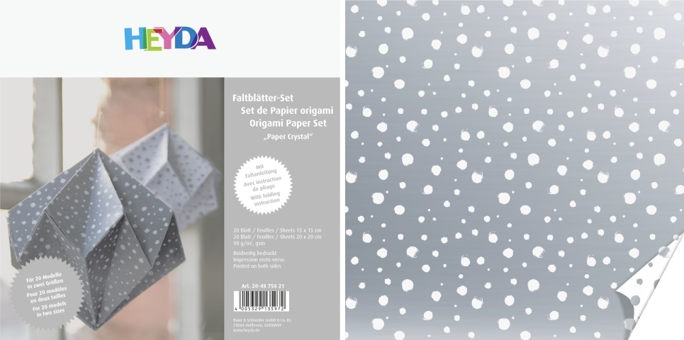 Origami papír 40ks stříbrný krystal - 20ks-20x20 a 20ks-15x15