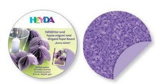 Origami papír kulaté 64ks fialový - průměr 10cm