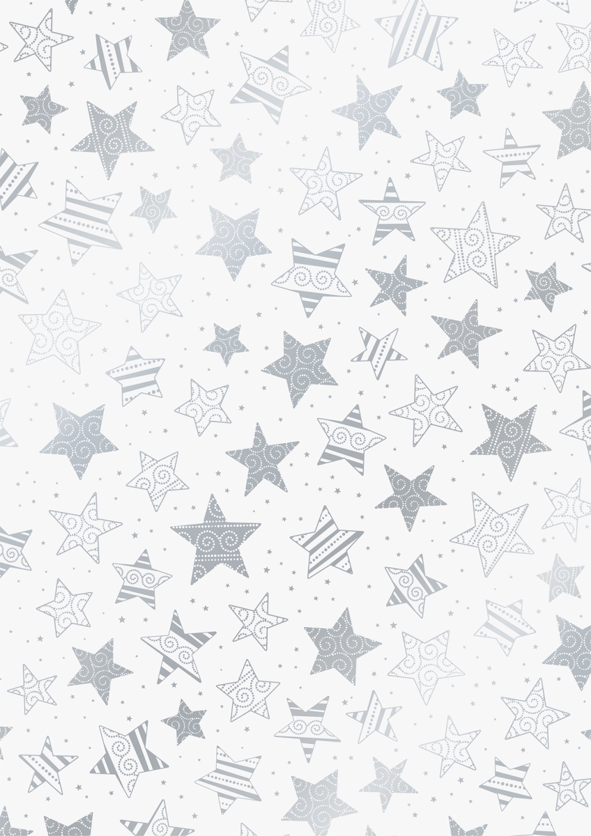 25 ks Transparentní papír A4 115g - hvězdy stříbrné