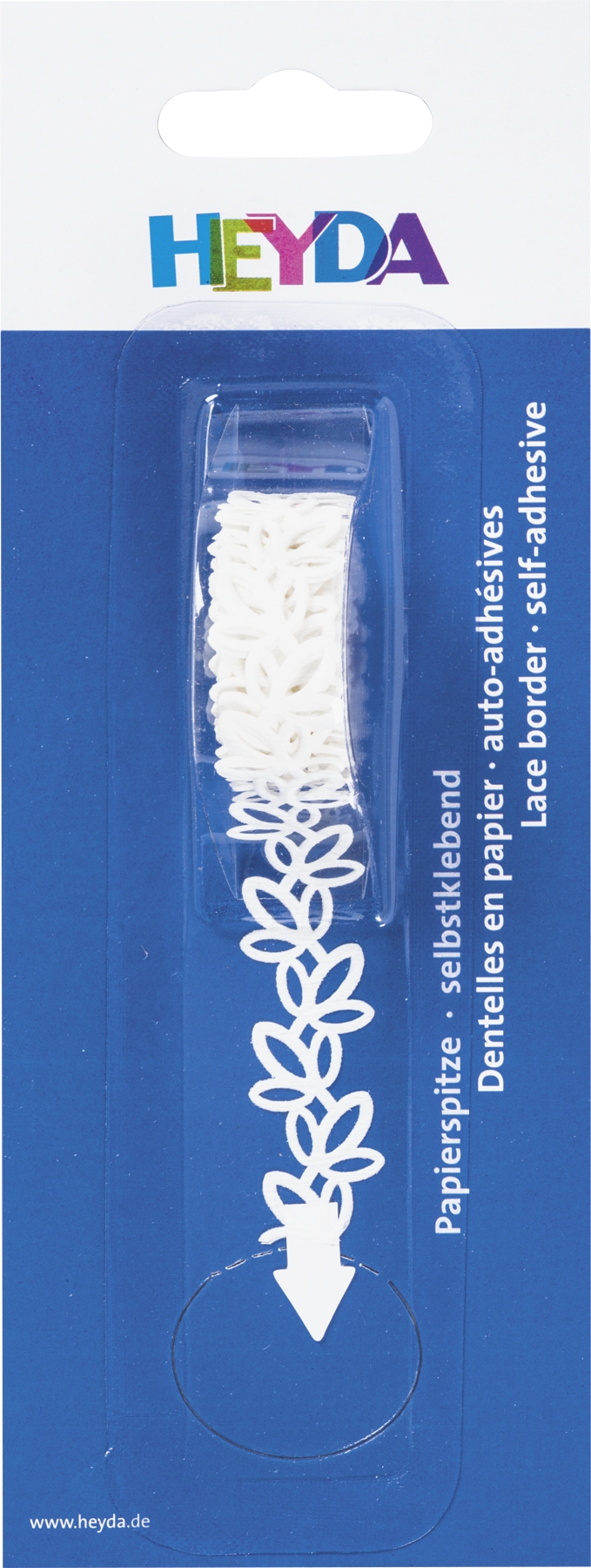 Samolepicí krajka 2 m - lístky 14 mm bílý