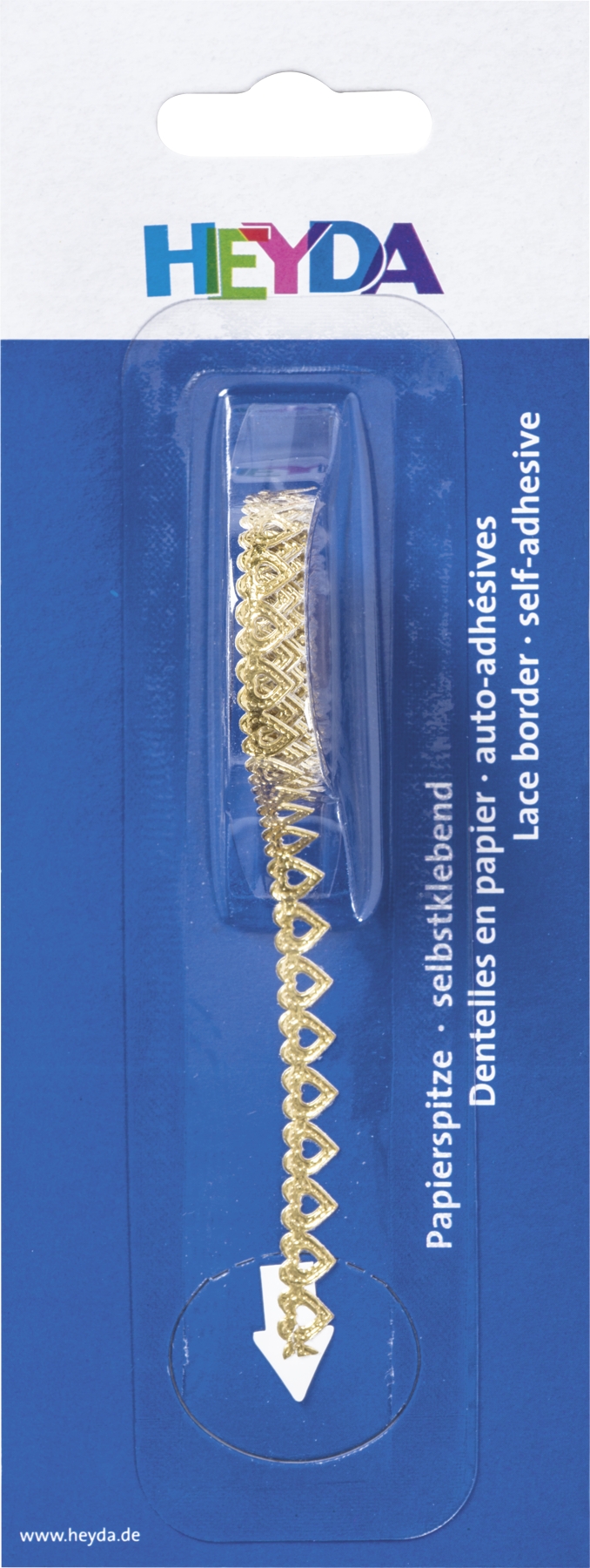 Samolepicí krajka 2 m - srdíčka 8 mm zlatý