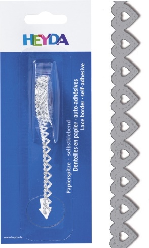 Samolepicí krajka 2 m - srdíčka 8 mm stříbrný