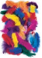Peří pestré 100g, 4-20cm - barevný mix
