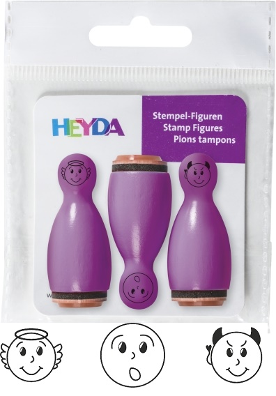 Razítka dřevěné kuželky - fialové 3ks