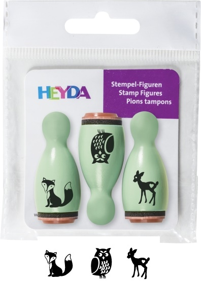 Razítka dřevěné kuželky - lesní zvěř mint 3ks