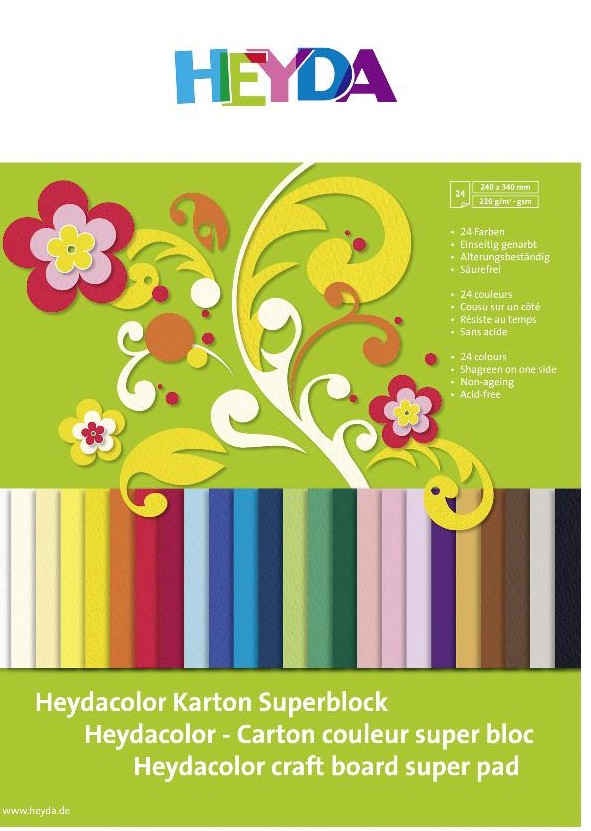 Blok barevných kartonů 24 listů 24x34cm 220g