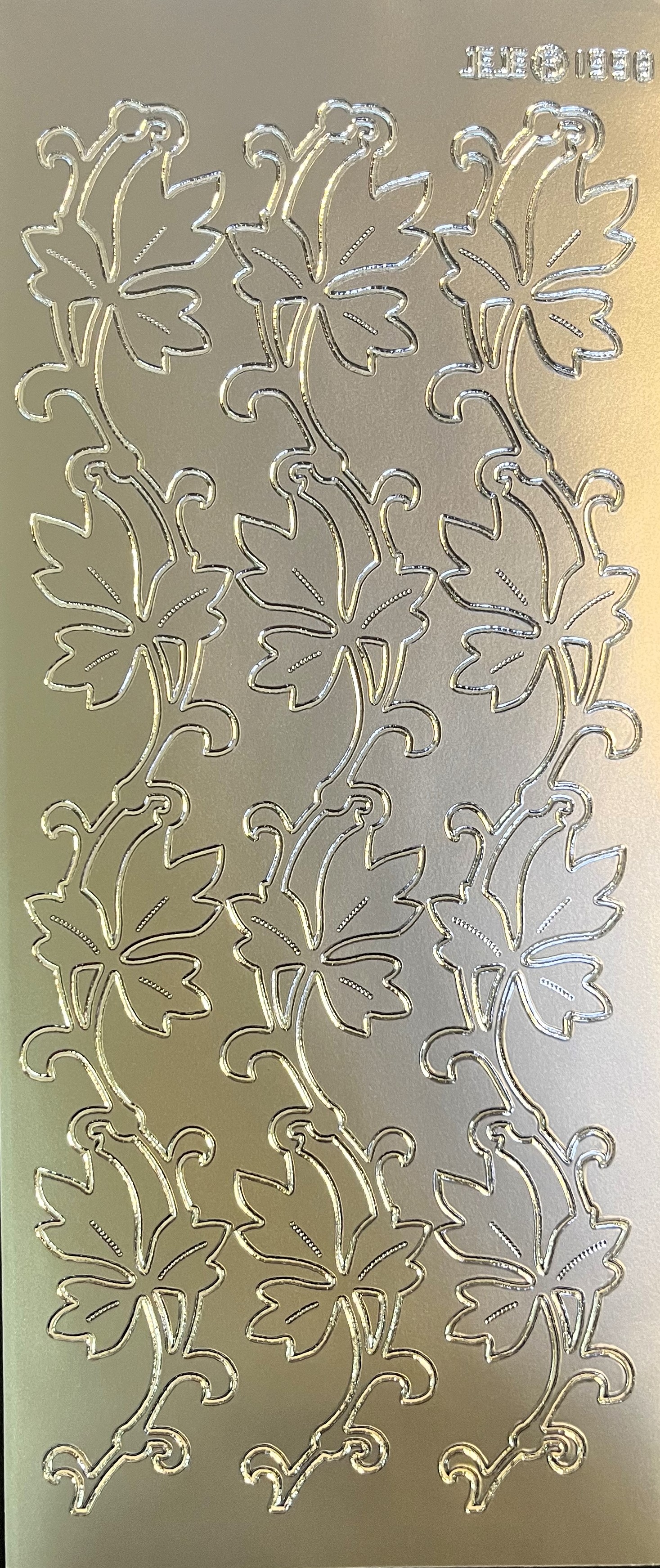 Obrysové samolepky 5ks, 10x23 cm - bordury, stříbrné