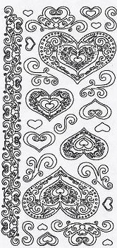 Kontury 10x23 - srdce+bordura, zlaté