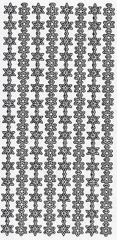 Kontury 10x23 - bordura květy v řadě, stříbrné