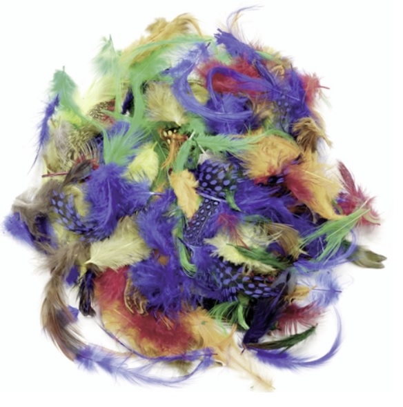 Peří mix 5g, 1,5-10cm - barevný mix