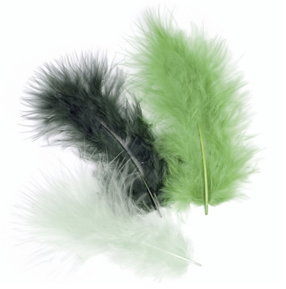 Peří Marabu 10cm - mix tmavě zelený 15ks