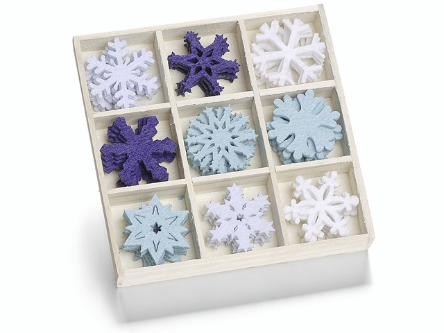 Filcové ozdoby v boxu 45ks - vločky