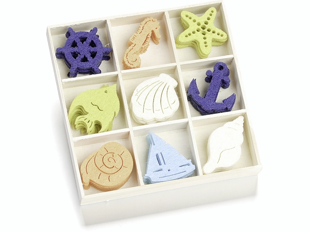 Filcové ozdoby v boxu 45ks - mořský svět