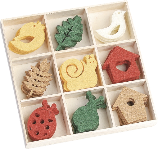 Filcové ozdoby v boxu 45ks - beruška