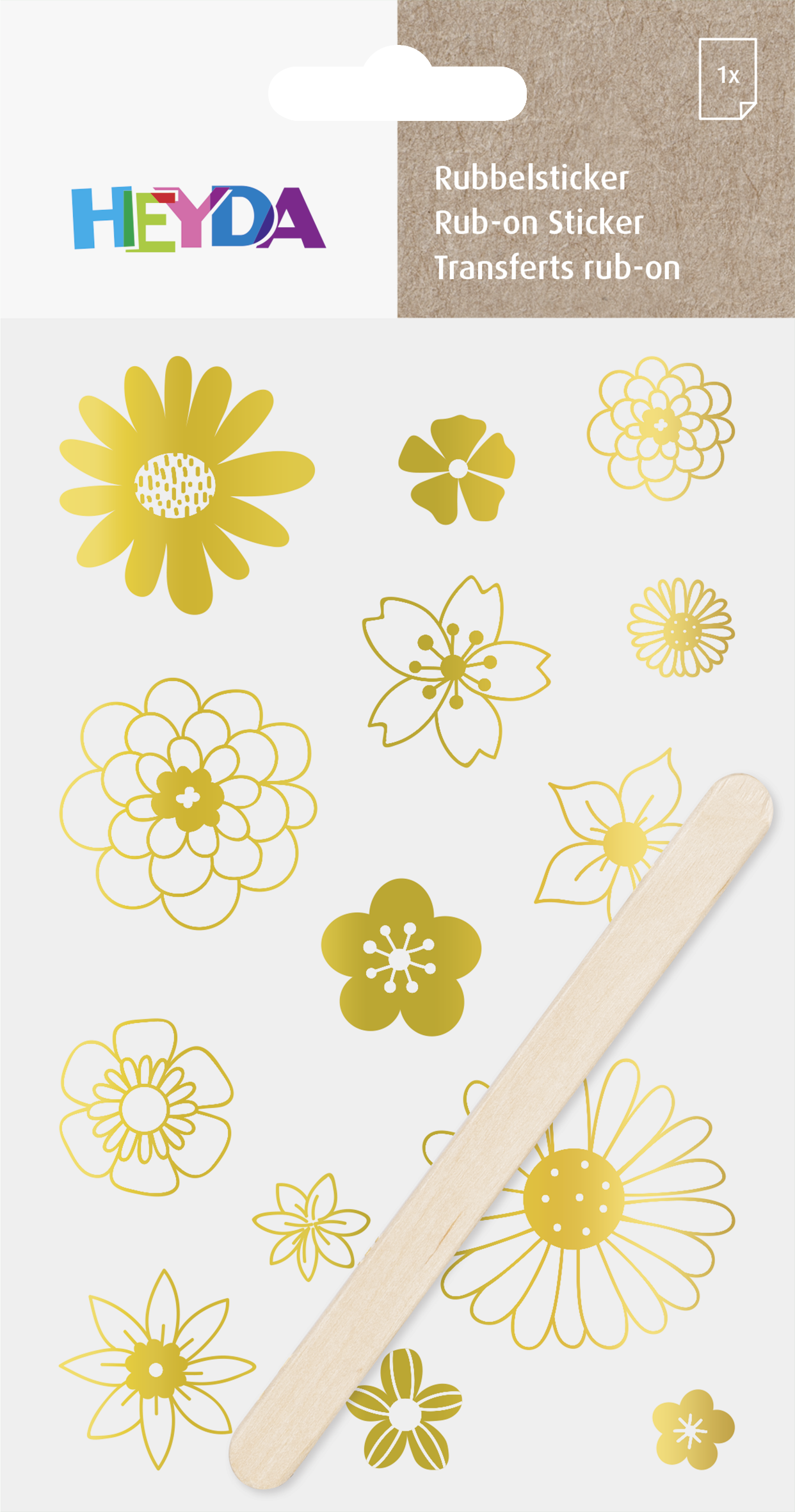 Propisoty 10x19 cm - květy, zlaté