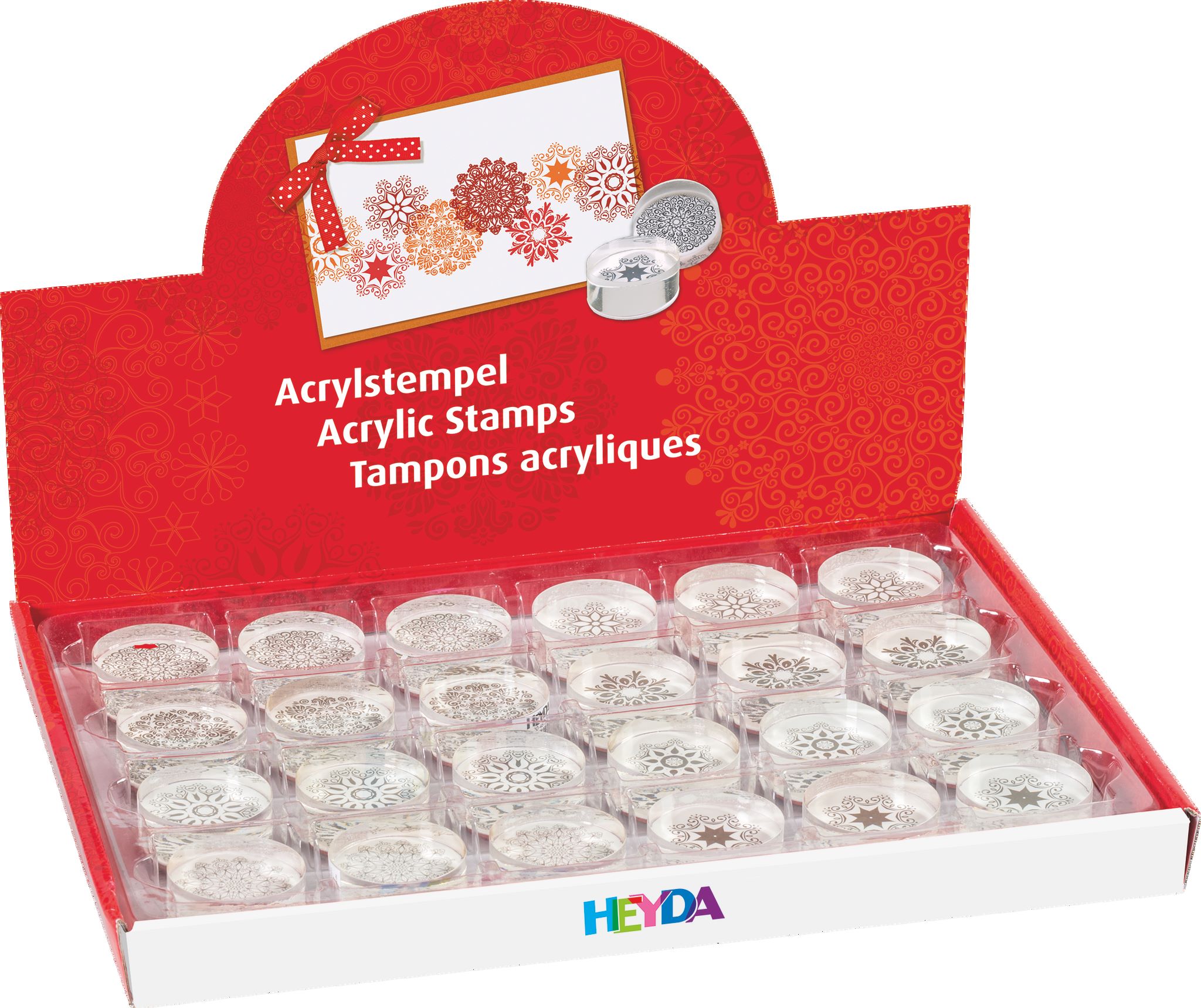 Sada razítek akryl kulaté ornament 24 ks/12 motivů