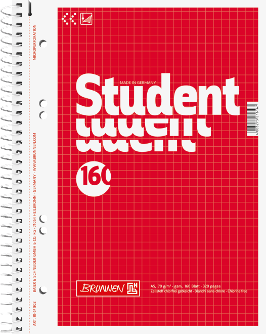 Student blok A5 čtvereček, 160 listů, 70g