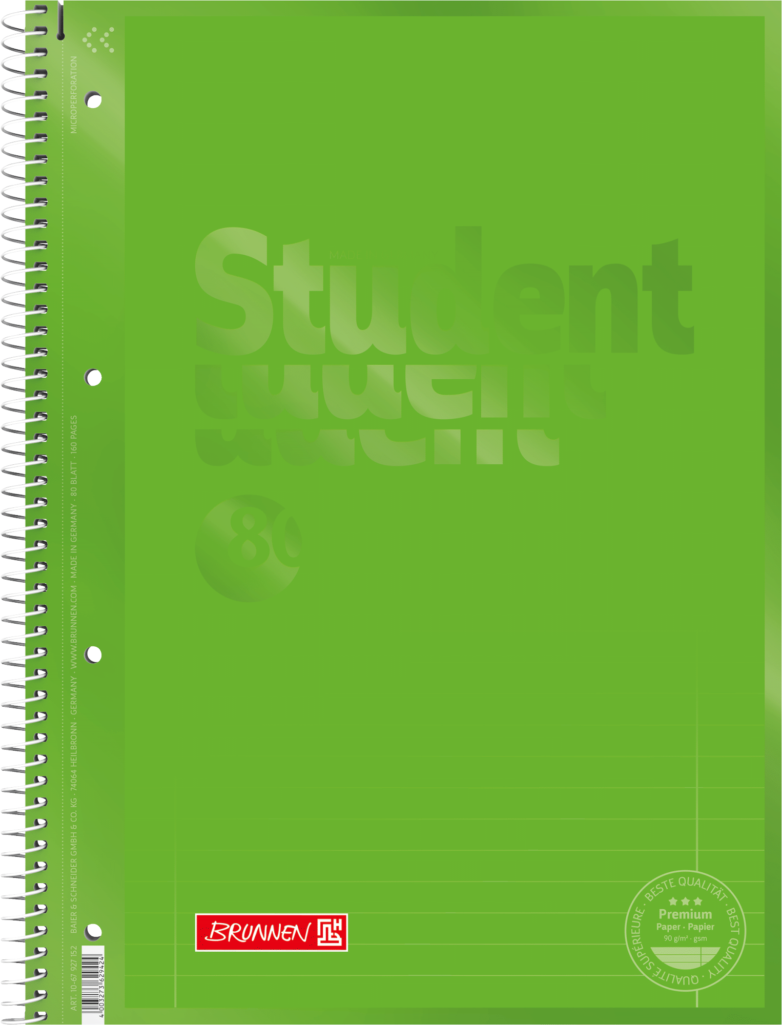 Student blok A4 CC, zelený, linka, 80listů, 90g