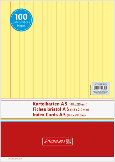 100 ks Karty do kartotéky A5 linkované žluté