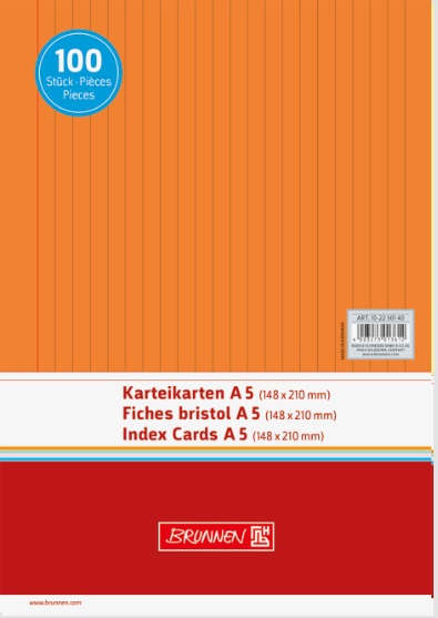 100 ks Karty do kartotéky A5 linkované oranžové