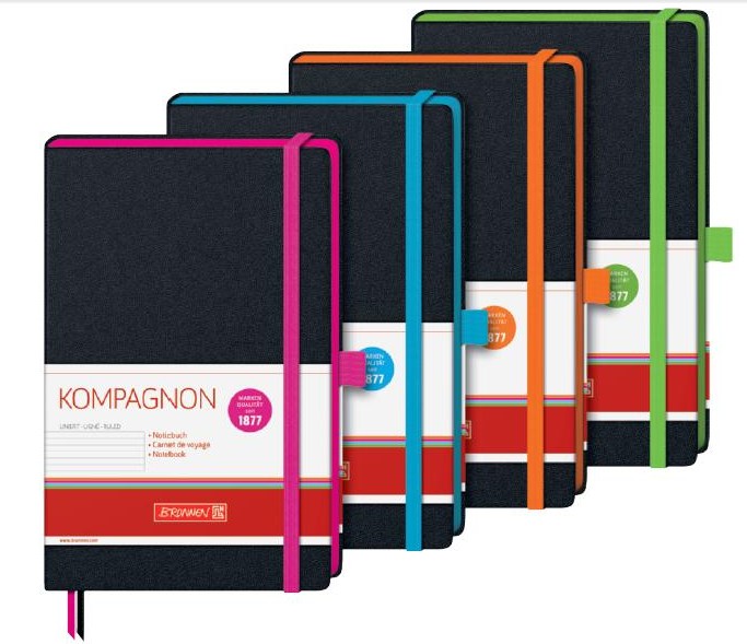 Blok A5 Kompagnon čtvereček, černý, guma oranžová