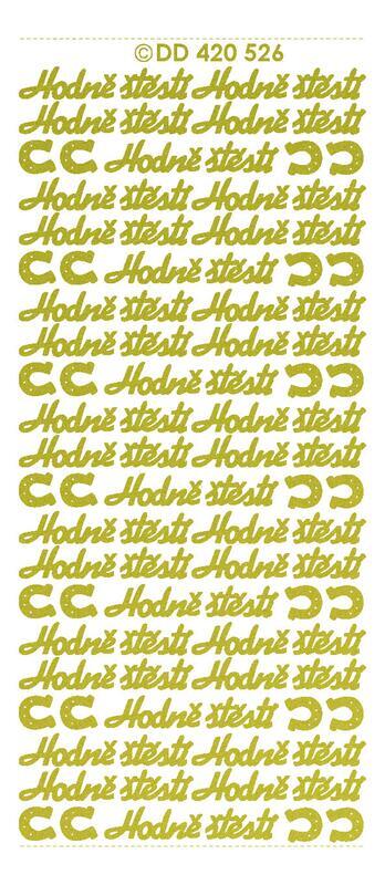 Obrysové samolepky, 5ks 10x23 cm - hodně štěstí, zlaté