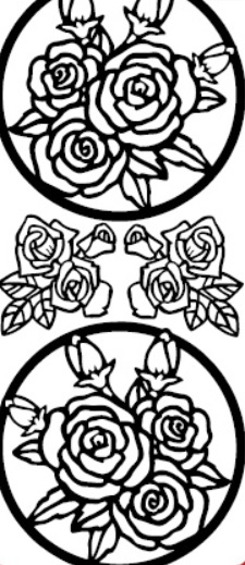 Kontury 10x23 -mandala růže v kruhu, zlaté