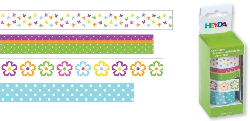 Páska lepicí papírová 4ks - kytičky