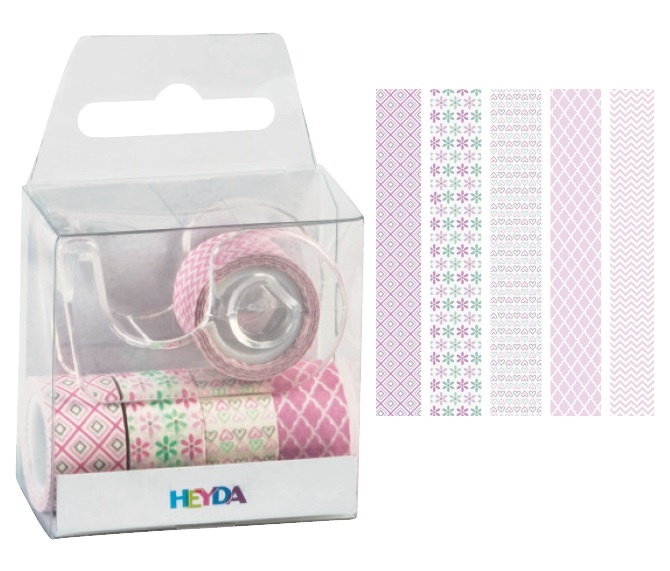 Páska papírová mini lepicí 5ks - růžová