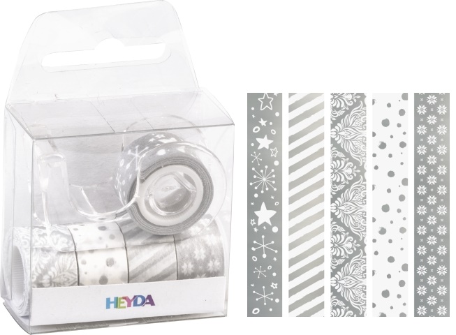 Páska papírová mini lepicí 5ks - stříbrná