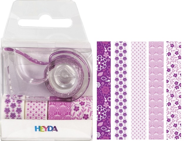 Páska papírová mini lepicí 5ks - růžová