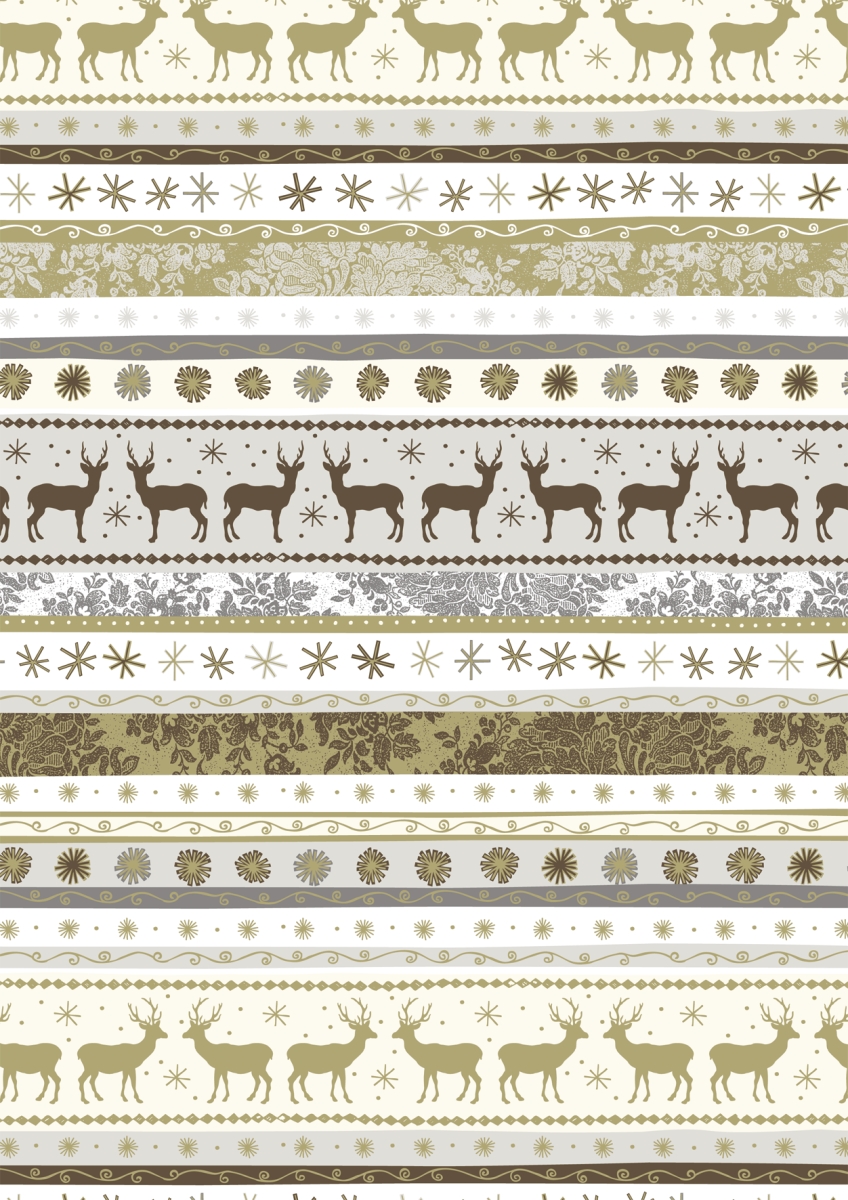 10 ks Karton 50x70 300g jeleni,vánoční zlatý