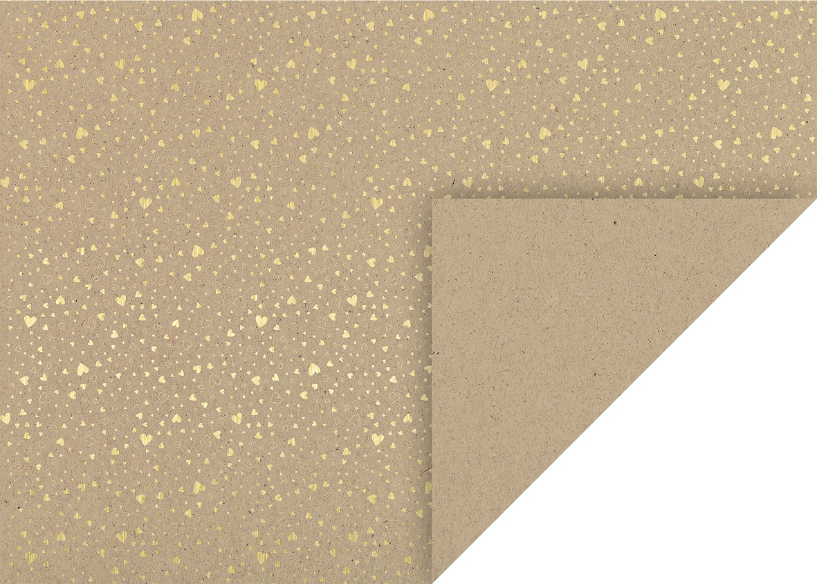 10 ks natur kartonů 50x70 220g, zlatá srdce