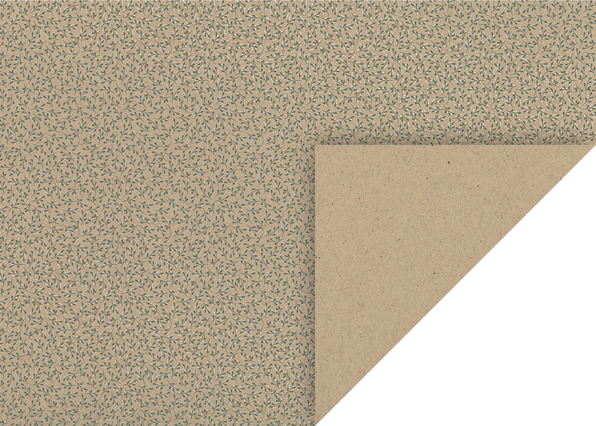 10 ks natur kartonů 50x70, 220g Jmelí - zelené lístky, stříbrný lesk