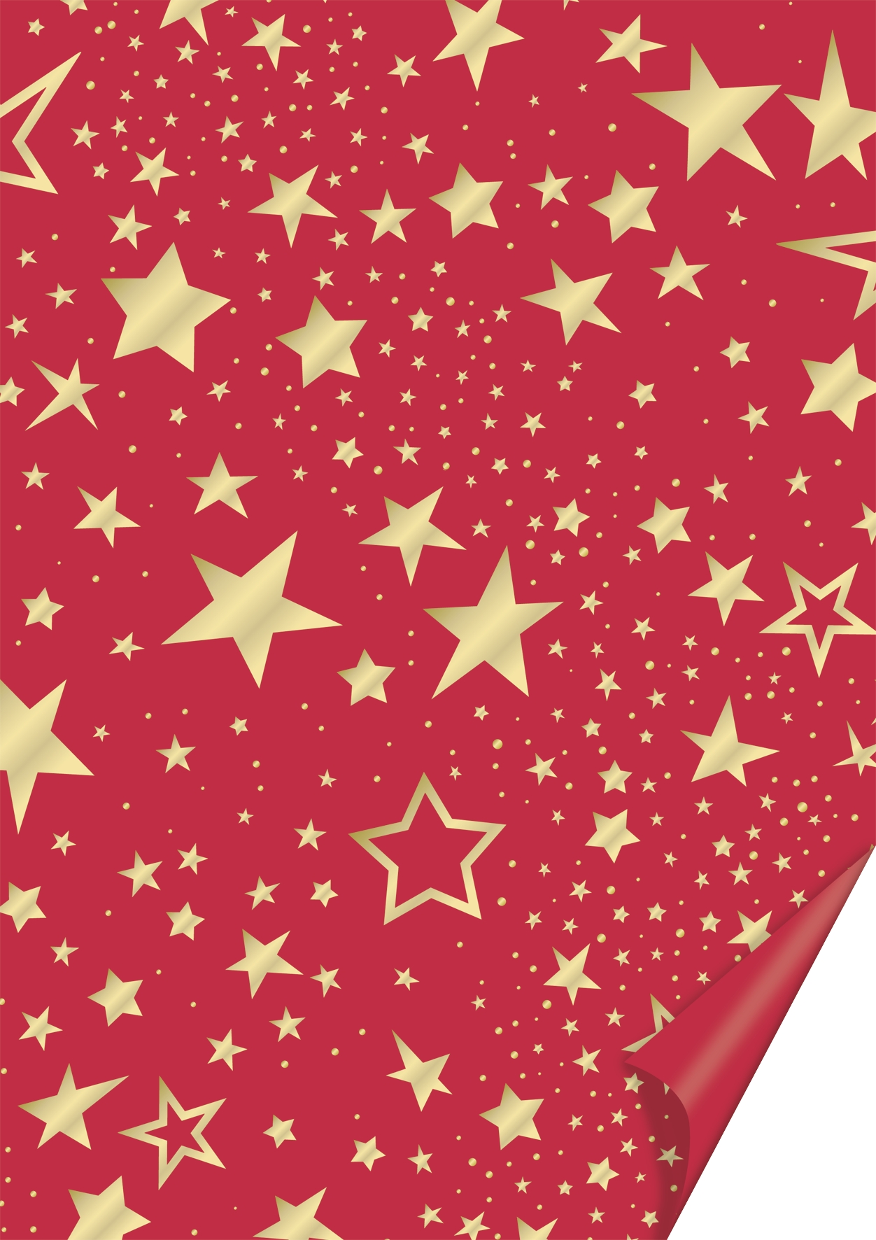 10 ks Karton 50x70 300g červený se zlatými hvězdami