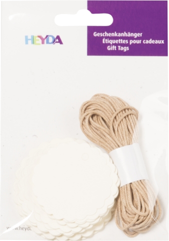 Visačky 220g, dárkový set 30ks - krémové kulaté, 3 velikosti